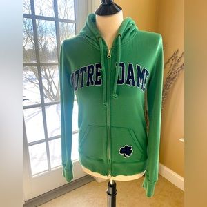 Notre Dame Fighting Irish Women's Green Hoodie Sweatshirt Authentic Medium